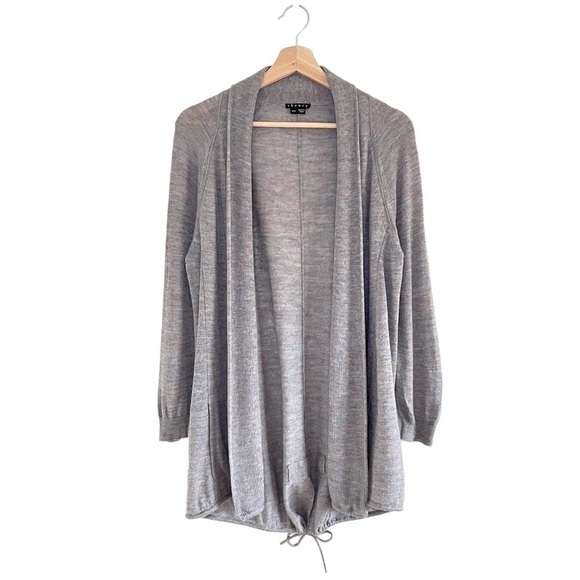 Theory Liliane Kaleidoscope Alpaca Wool Blend Cardigan Open Front Sweater Grey M - Picture 1 of 12